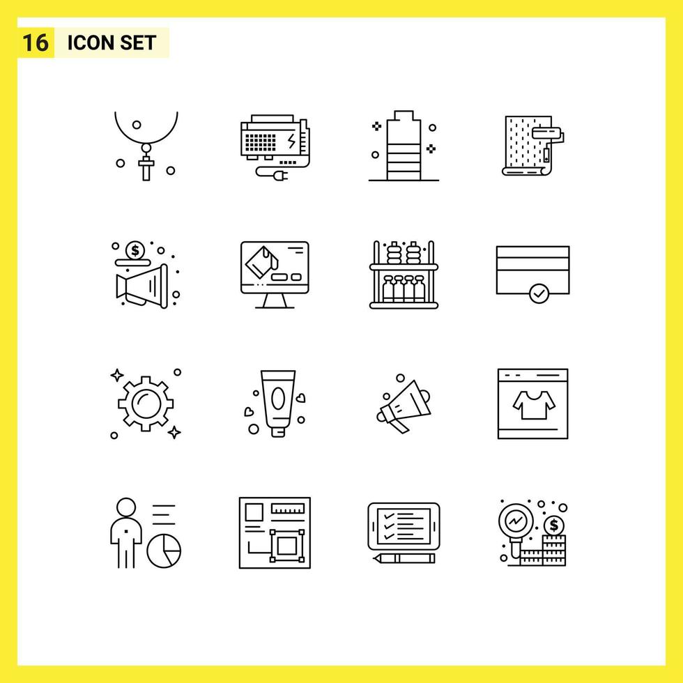 Stock Vector Icon Pack of 16 Line Signs and Symbols for design paint power power energy Editable Vector Design Elements