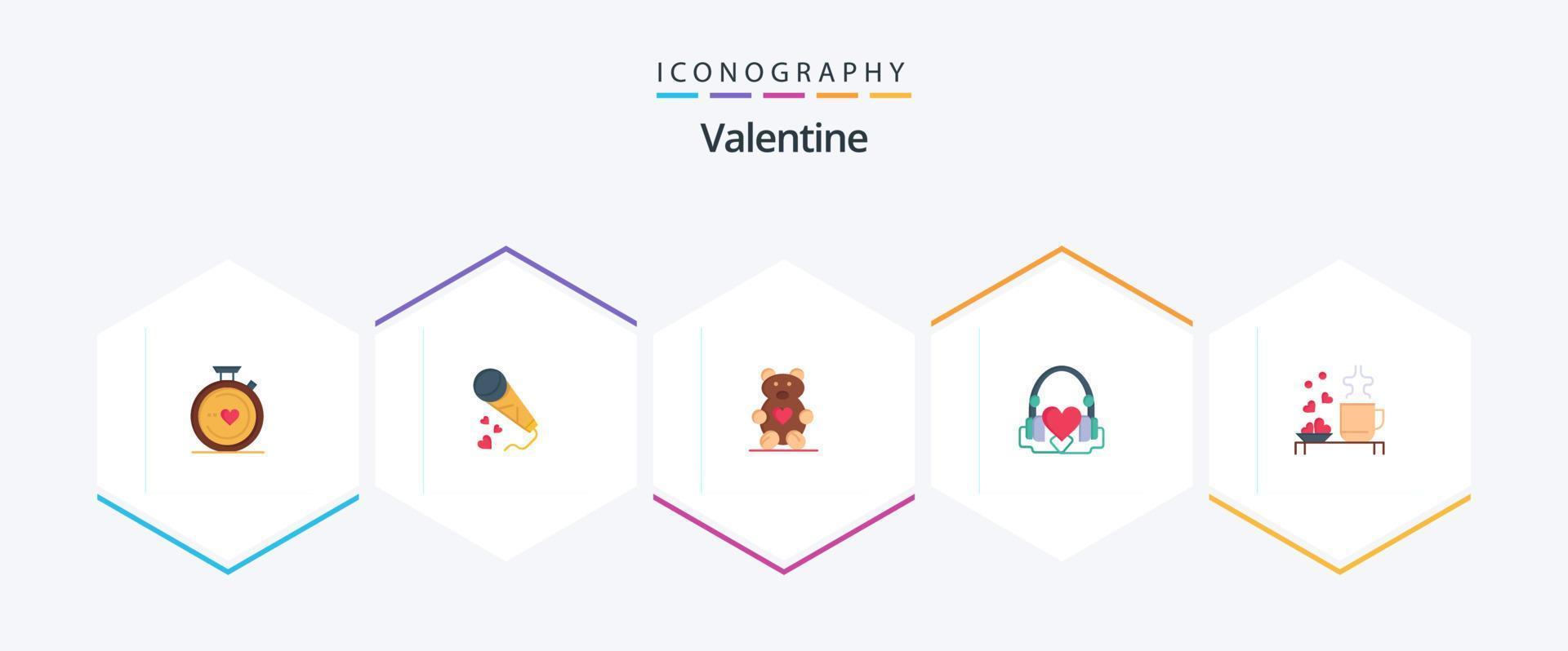 paquete de iconos planos de san valentín 25 que incluye corazones. día. micrófono san valentin boda vector