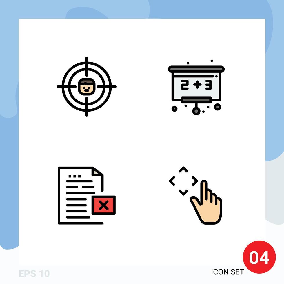 4 Filledline Flat Color concept for Websites Mobile and Apps business delete research education file Editable Vector Design Elements