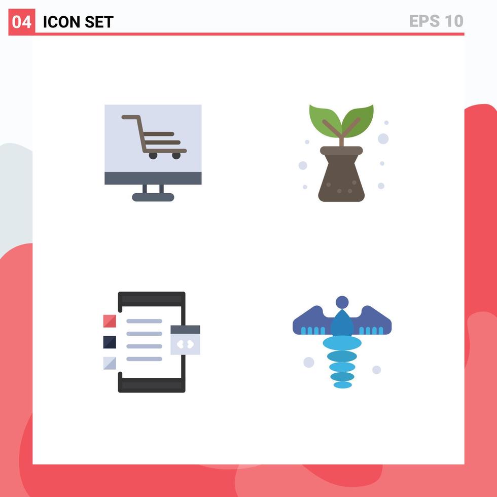 4 Creative Icons Modern Signs and Symbols of development develop startup plant device Editable Vector Design Elements