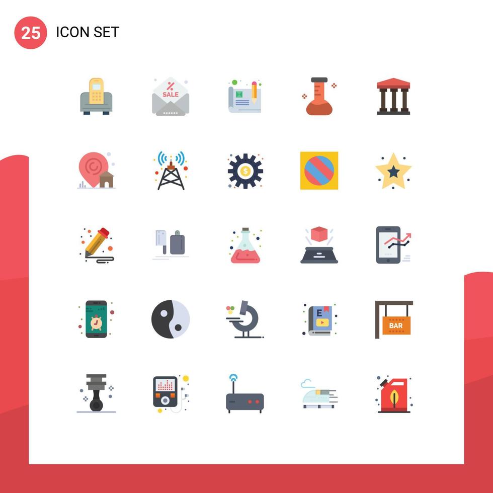 Set of 25 Modern UI Icons Symbols Signs for building cash usability bank laboratory Editable Vector Design Elements