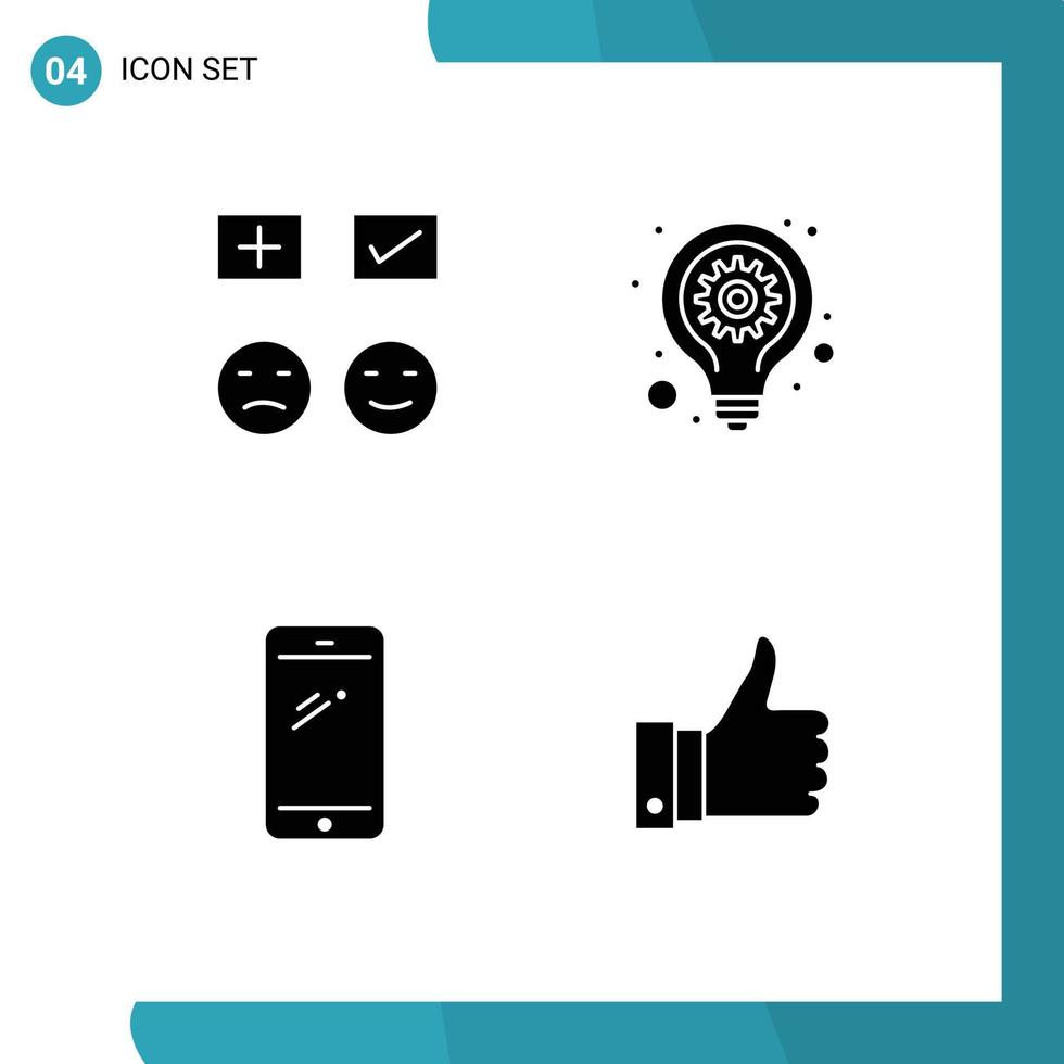 paquete de iconos de vector de stock de 4 signos y símbolos de línea para emojis idea de garrapata de teléfono elementos de diseño de vector editables móviles