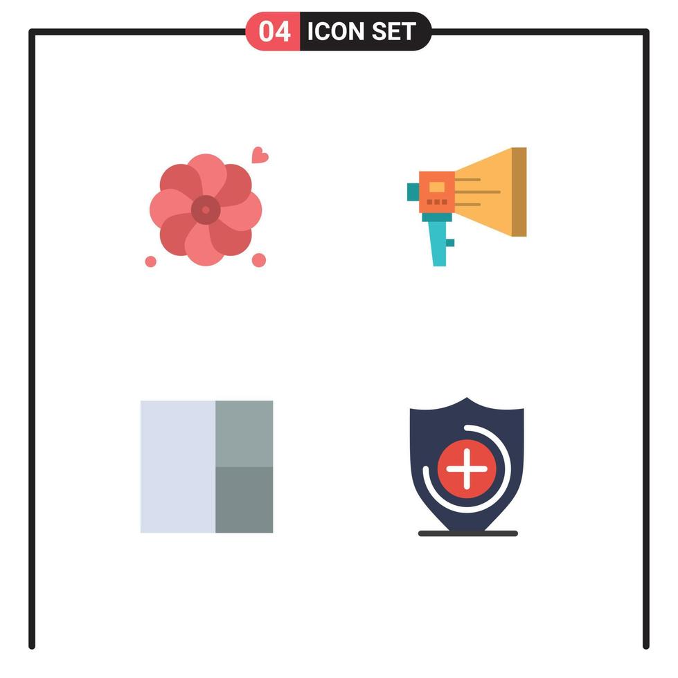 Pack of 4 creative Flat Icons of flower tool announce marketing layout Editable Vector Design Elements