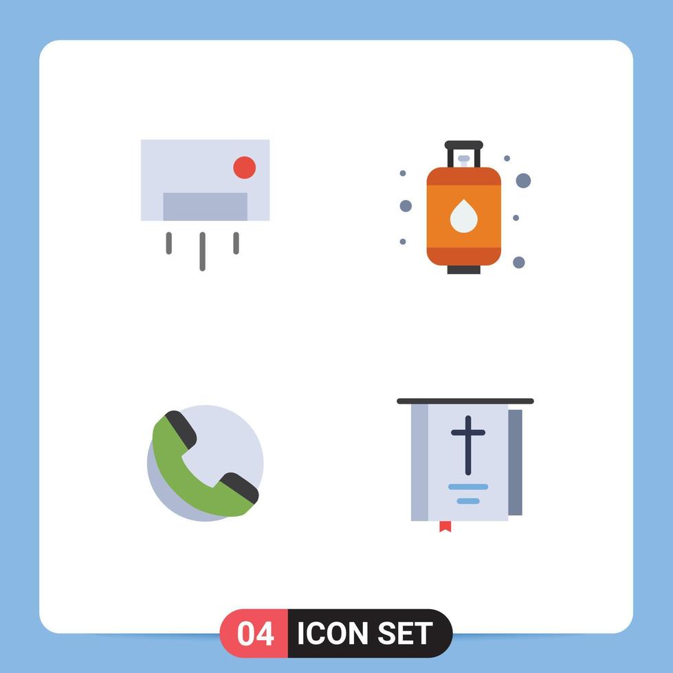 4 Universal Flat Icons Set for Web and Mobile Applications ac phone home ware gas bible Editable Vector Design Elements