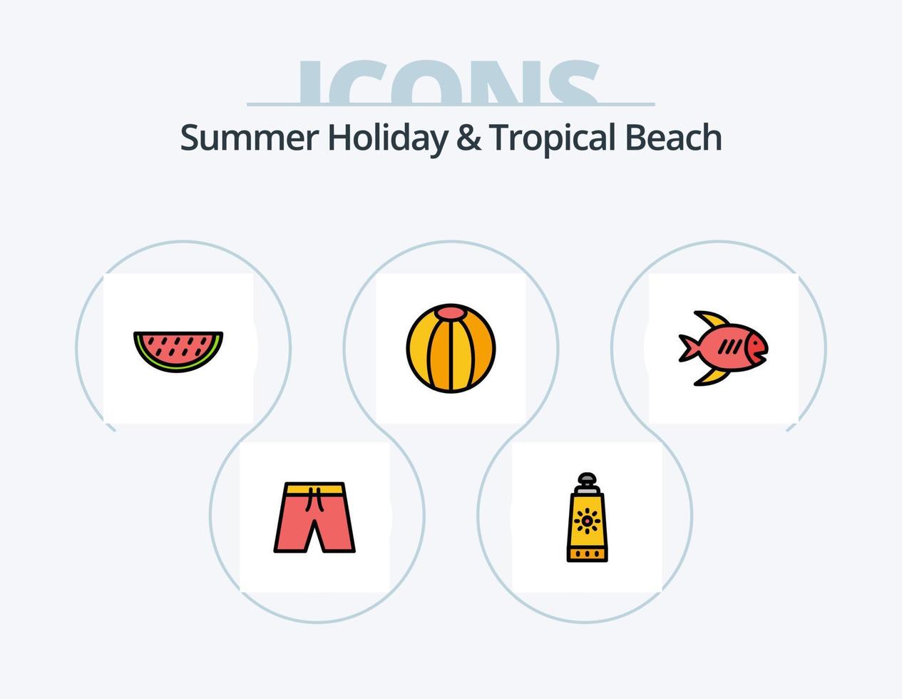 Beach Line Filled Icon Pack 5 Icon Design. . beach. beach. sun. boat vector