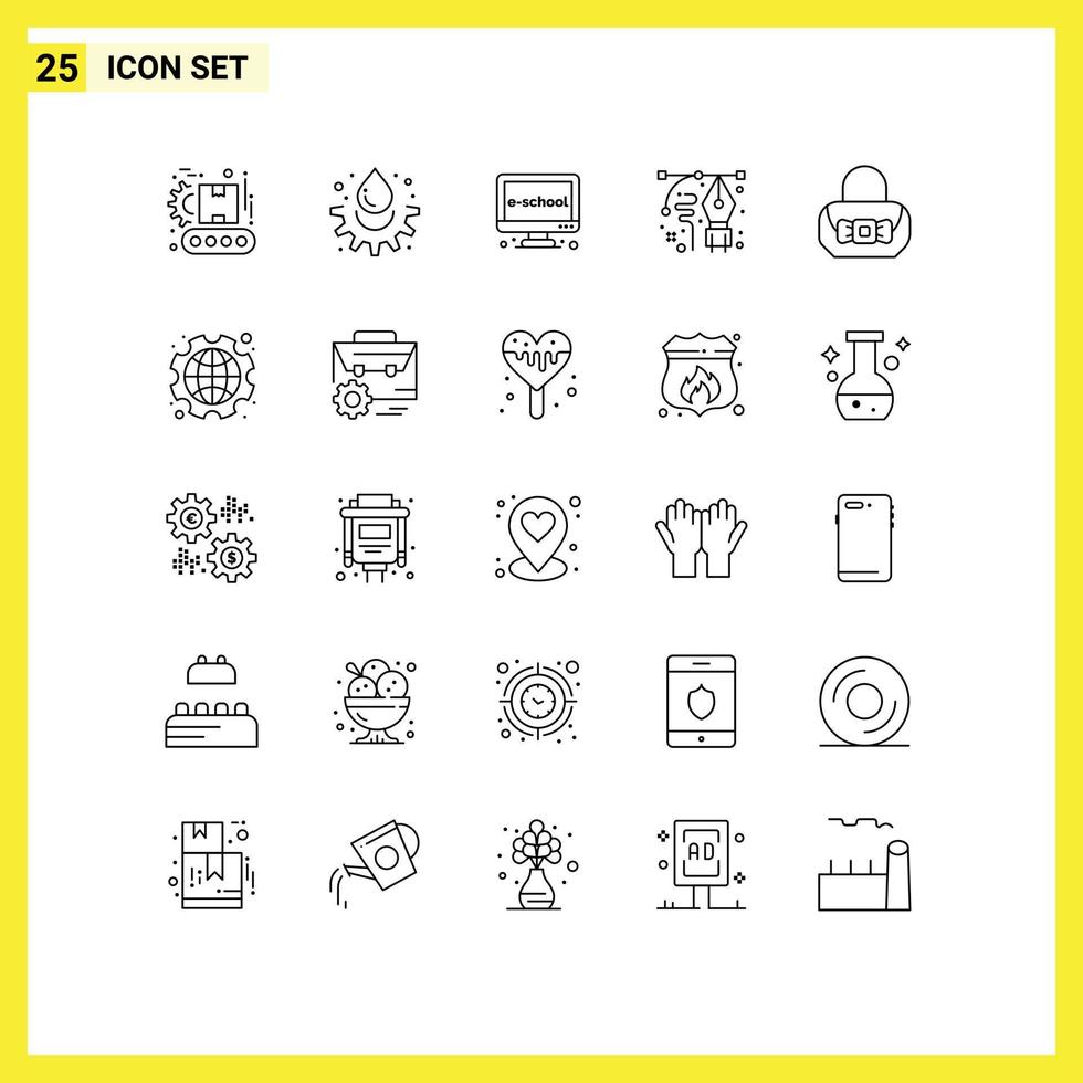 Set of 25 Vector Lines on Grid for pencil drawing e design online Editable Vector Design Elements