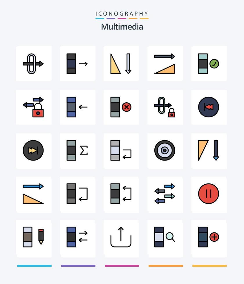 Creative Multimedia 25 Line FIlled icon pack  Such As cell. data. check. column. lock vector