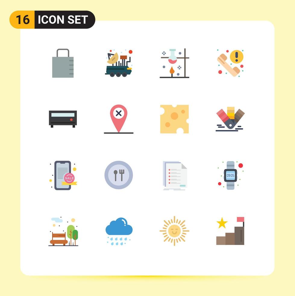 paquete de interfaz de usuario de 16 colores planos básicos de espacio de teléfono de noticias experimento científico paquete editable de elementos creativos de diseño de vectores