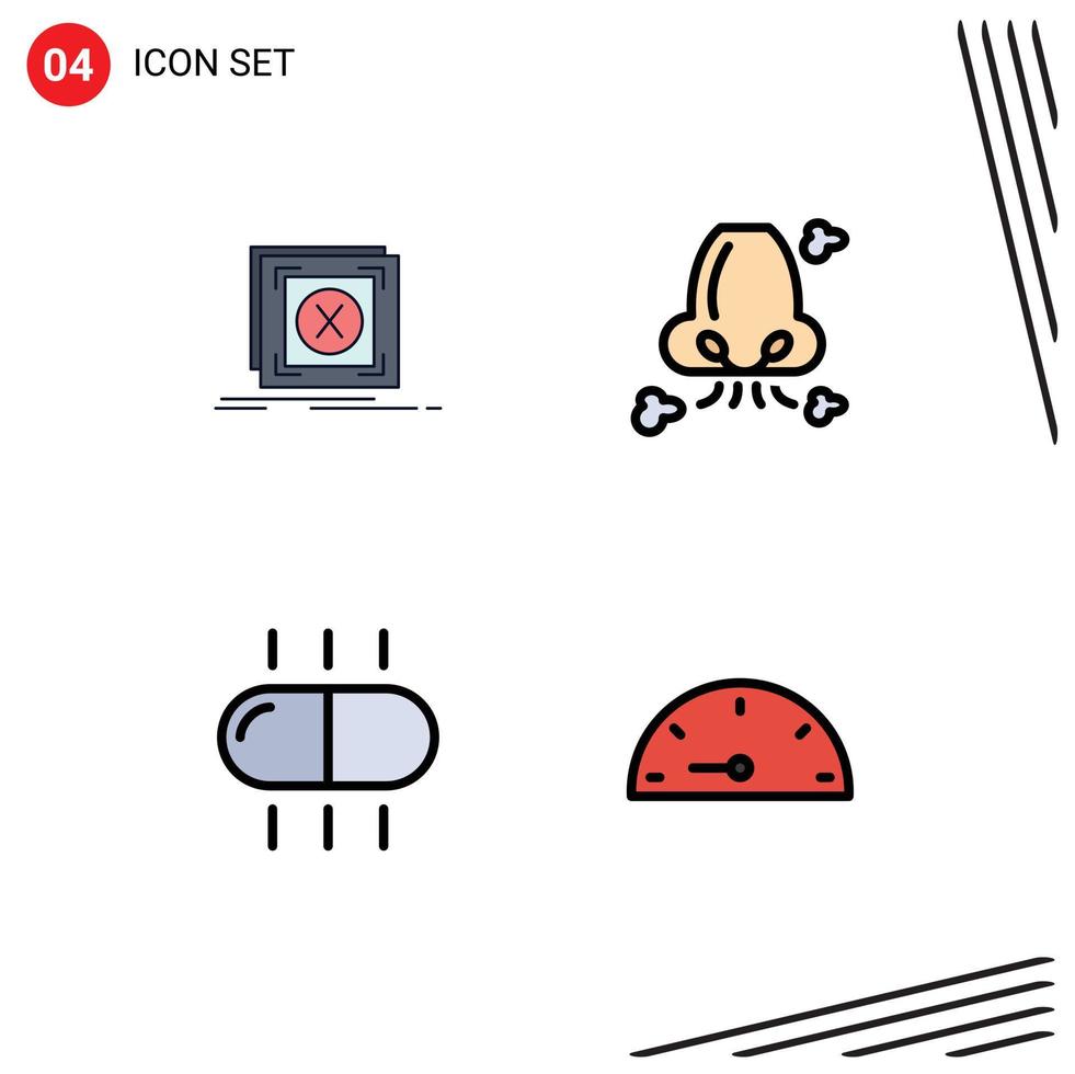 Set of 4 Modern UI Icons Symbols Signs for error pollution problem breathe medical Editable Vector Design Elements