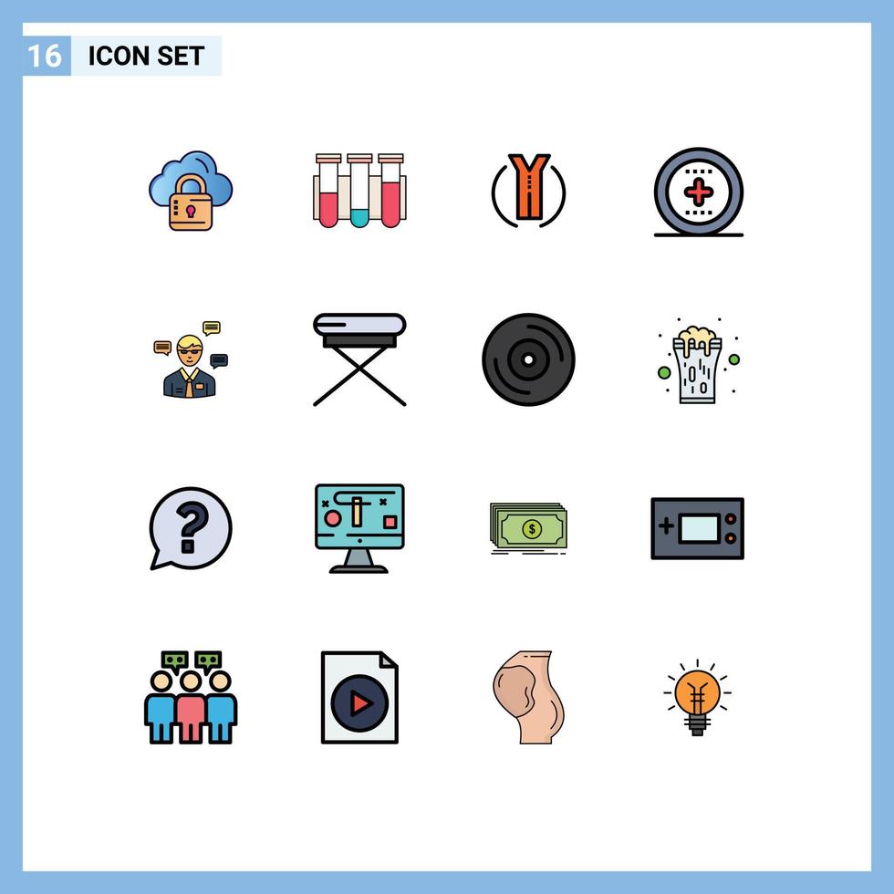 Set of 16 Modern UI Icons Symbols Signs for man ui blood media location Editable Creative Vector Design Elements
