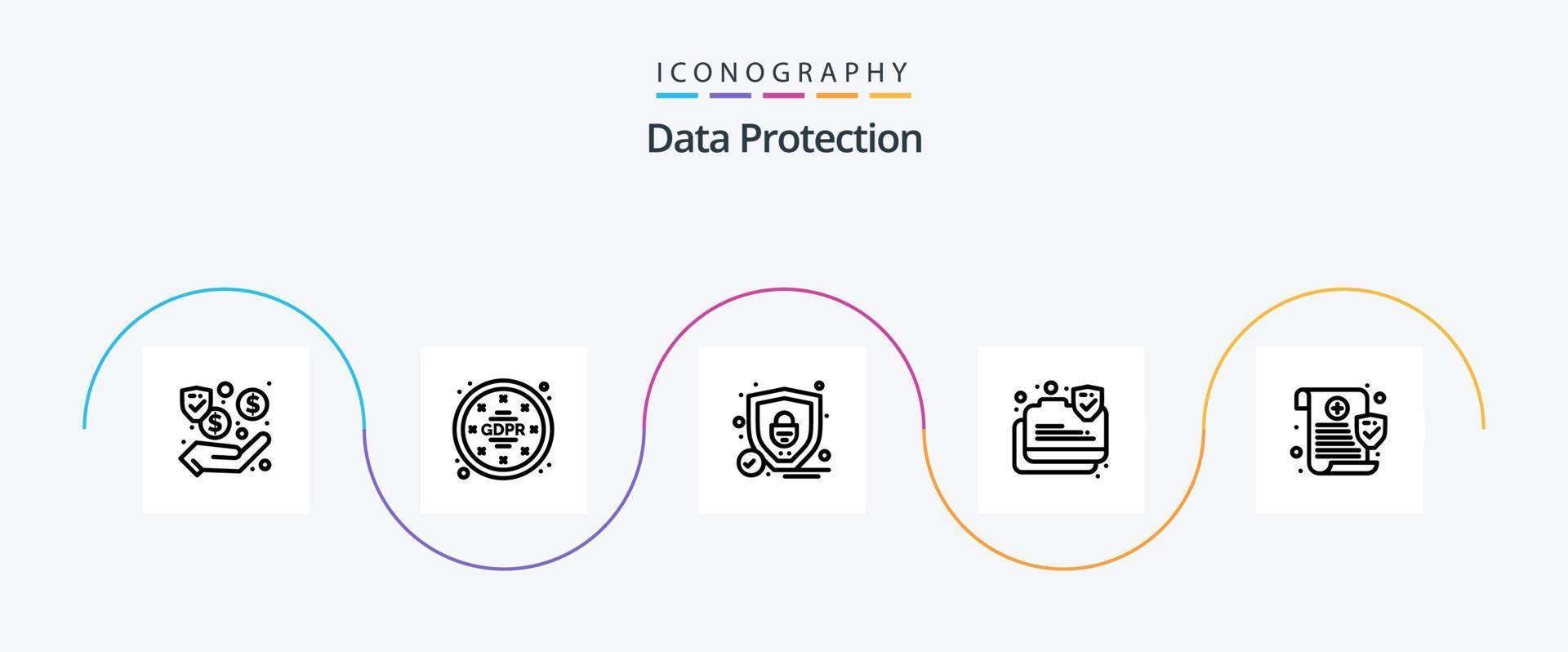 Data Protection Line 5 Icon Pack Including privacy. medical. protection. secure. data secure vector