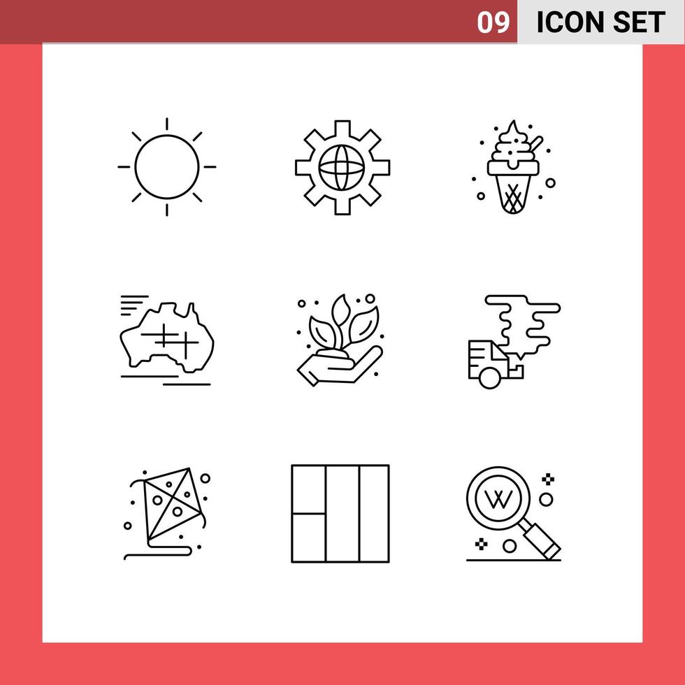 Set of 9 Vector Outlines on Grid for vacation country technical map sweets Editable Vector Design Elements