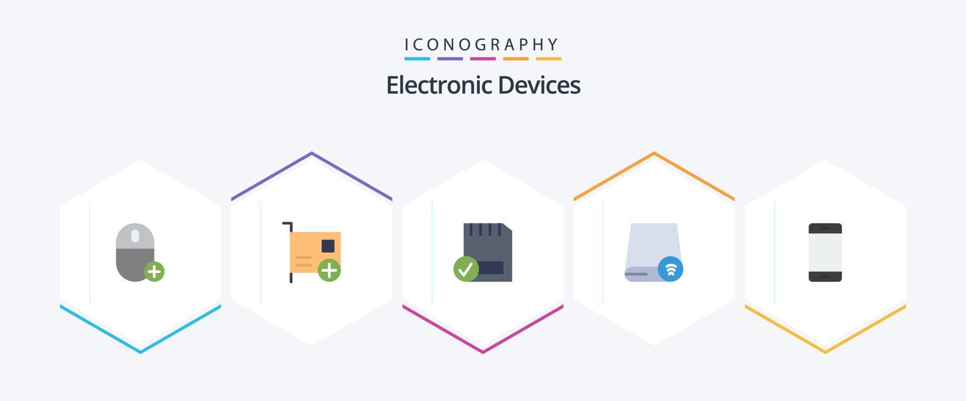 Devices 25 Flat icon pack including drive. computers. devices. hardware. connected vector