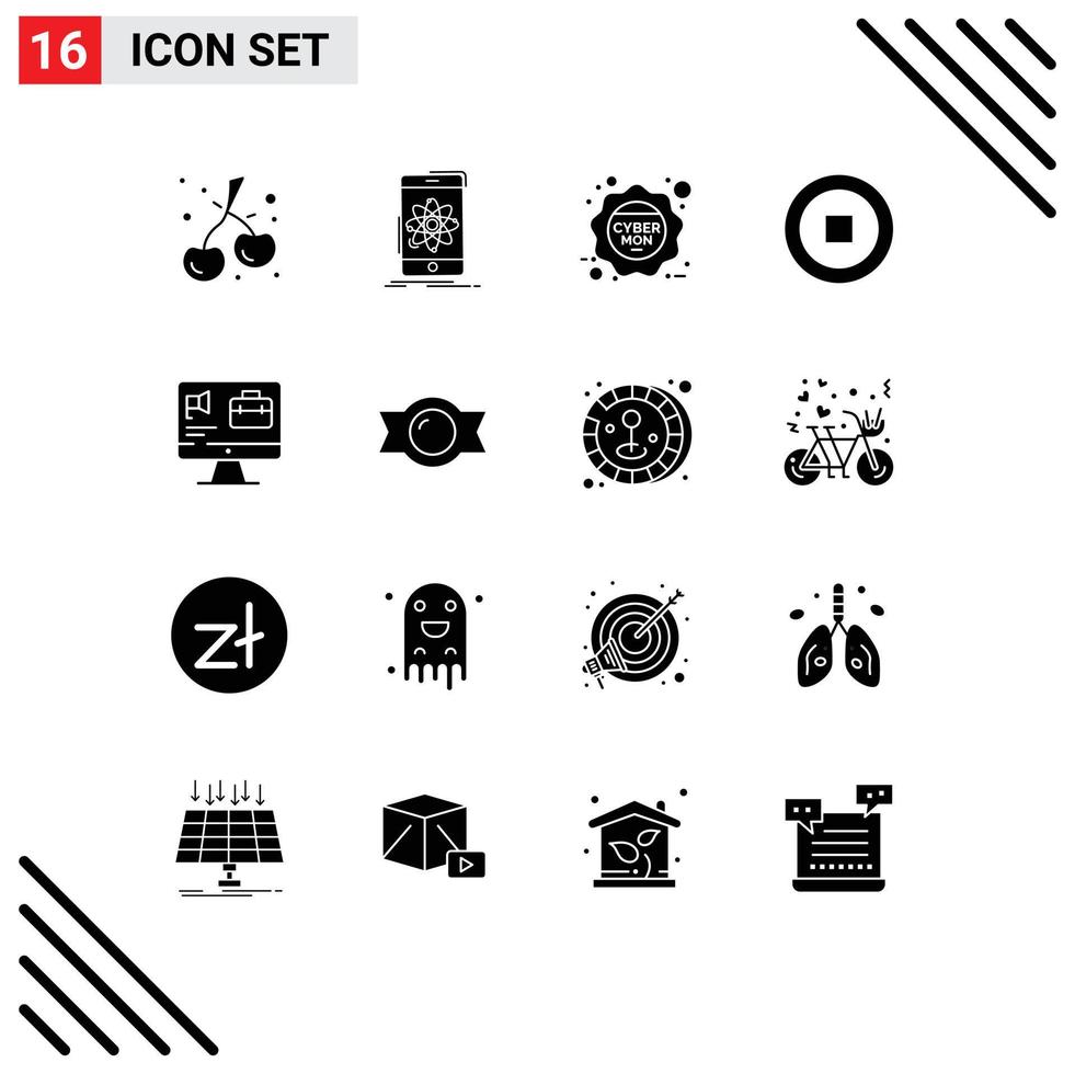 16 Creative Icons Modern Signs and Symbols of speaker computer cyber monday user basic Editable Vector Design Elements