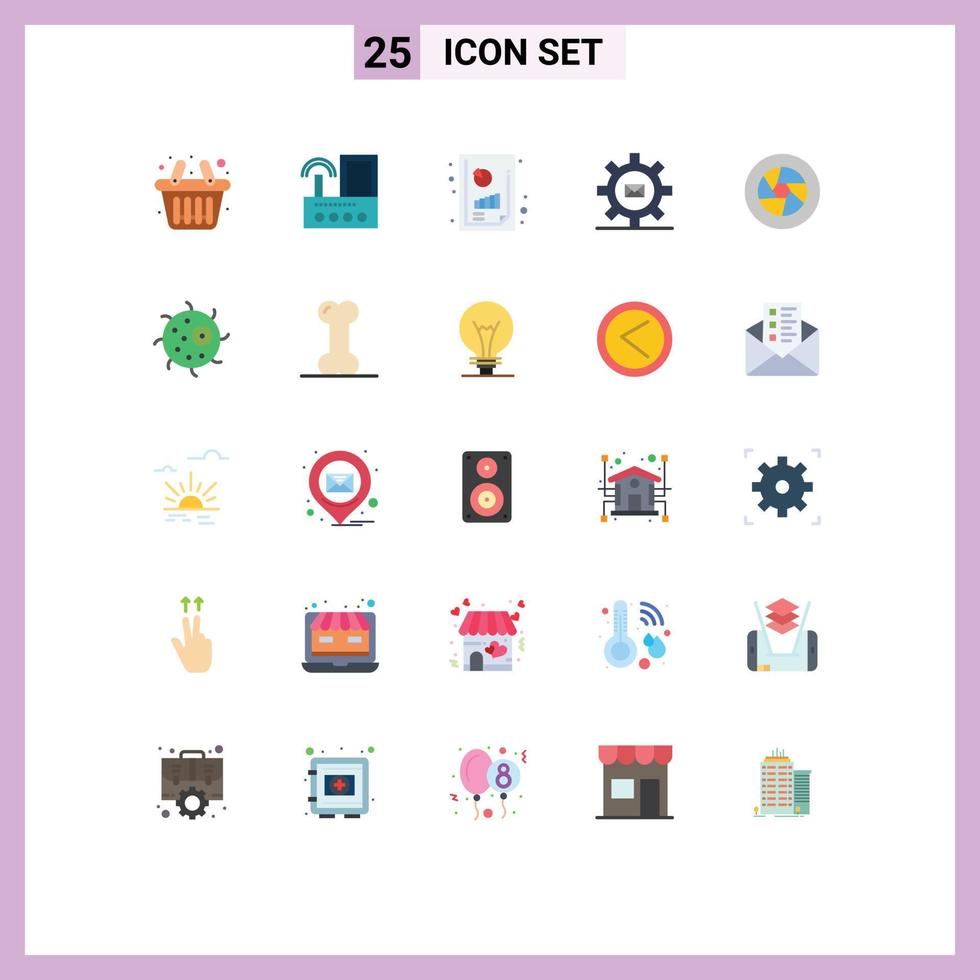 Set of 25 Commercial Flat Colors pack for aperture mail business productivity report email setting Editable Vector Design Elements