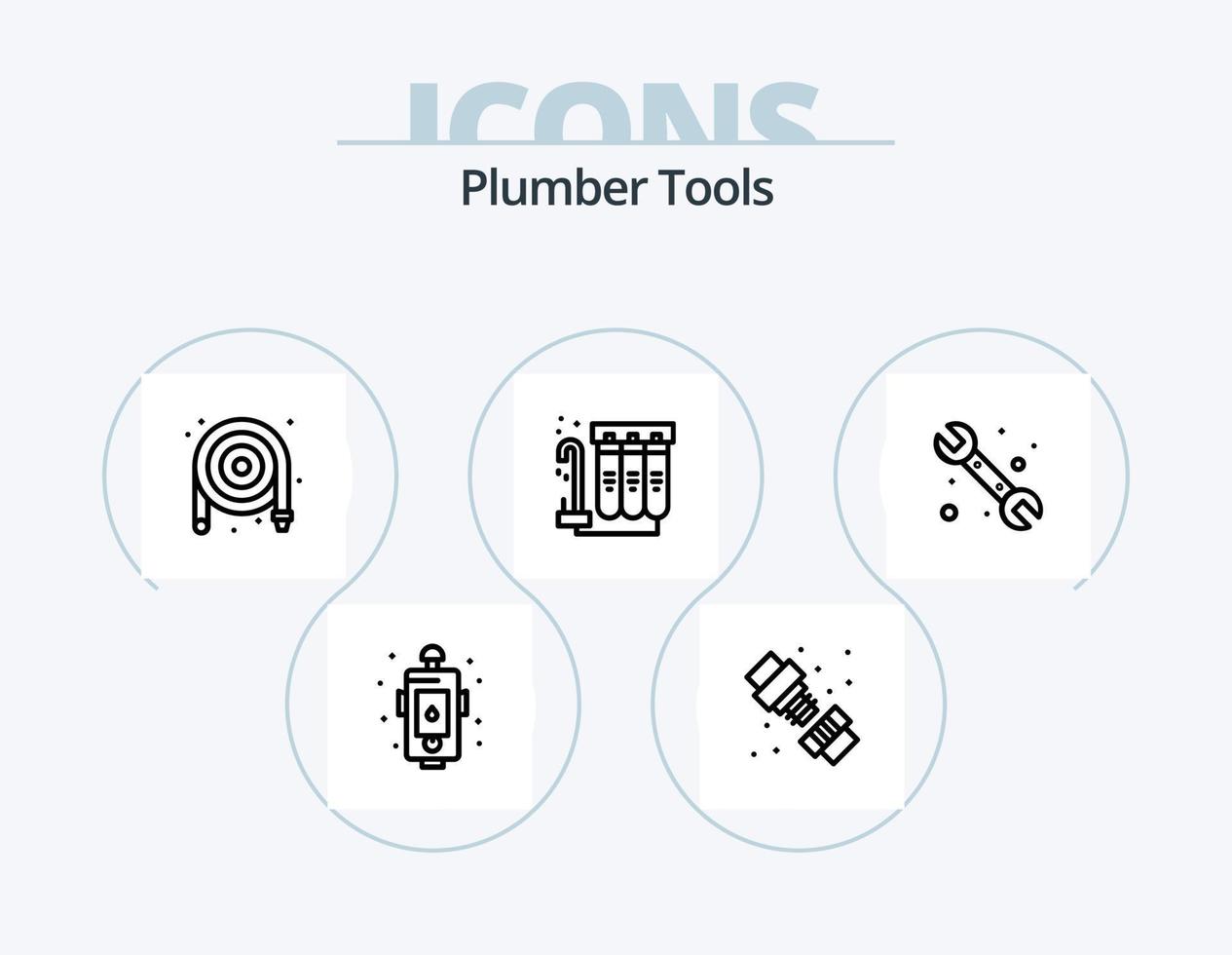 Plumber Line Icon Pack 5 Icon Design. plumbing. pipes. valve. mechanical. sink vector