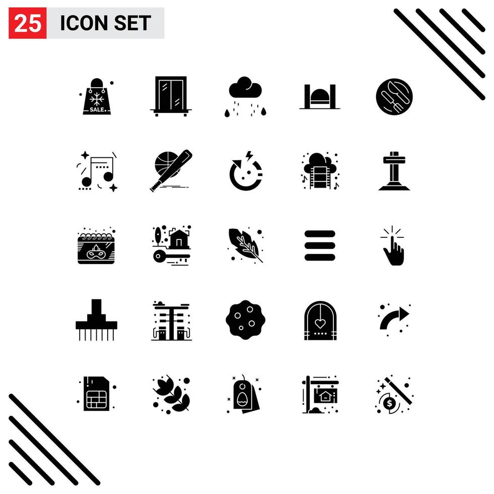 Pictogram Set of 25 Simple Solid Glyphs of dish river snow industrial cross Editable Vector Design Elements