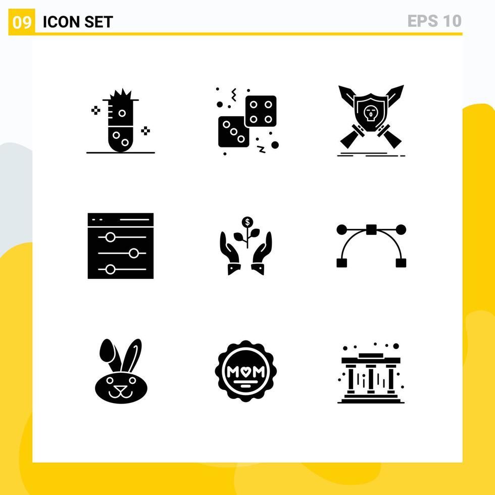 Modern Set of 9 Solid Glyphs and symbols such as settings communication gambling swords game Editable Vector Design Elements