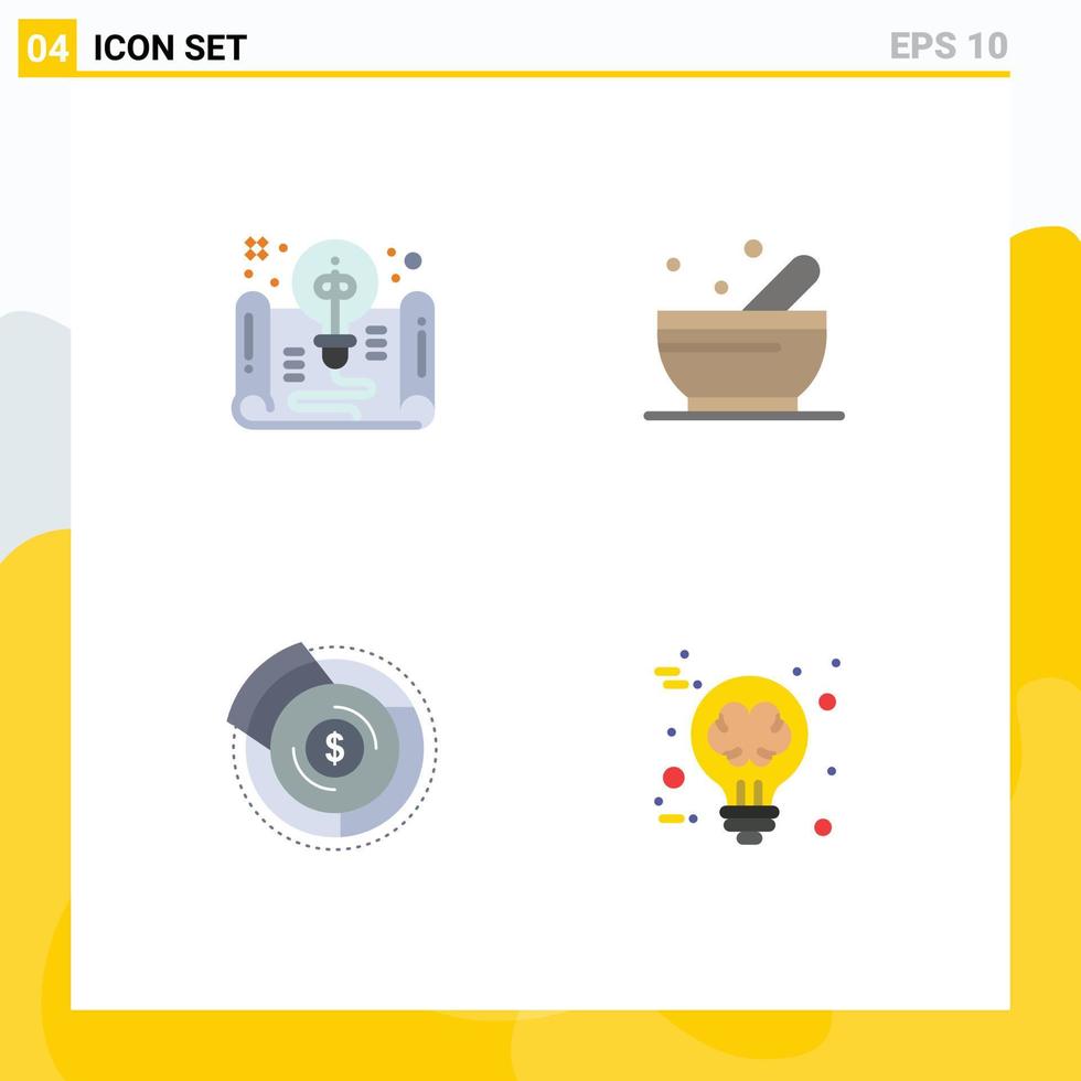 Stock Vector Icon Pack of 4 Line Signs and Symbols for creative budget form soup financial Editable Vector Design Elements