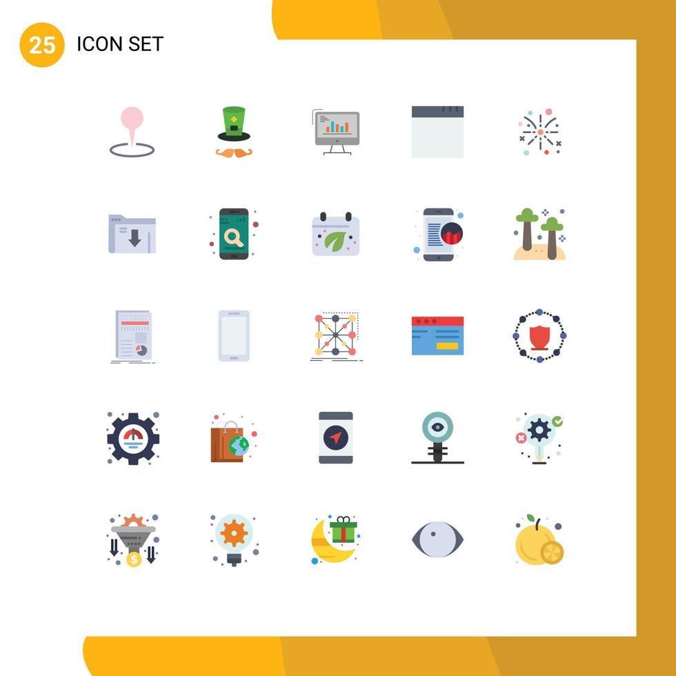 Group of 25 Flat Colors Signs and Symbols for fire windows analytics app marketing Editable Vector Design Elements