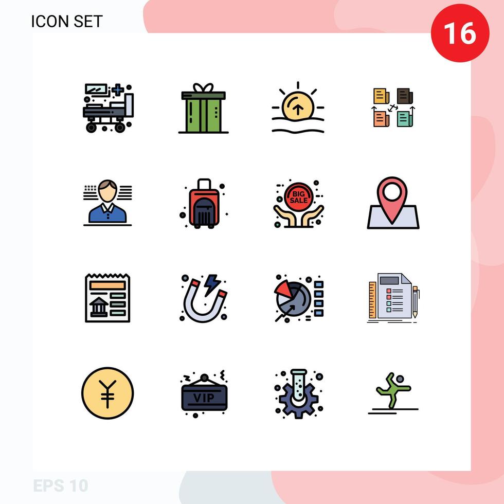 Pictogram Set of 16 Simple Flat Color Filled Lines of privacy folder thanksgiving file weather Editable Creative Vector Design Elements