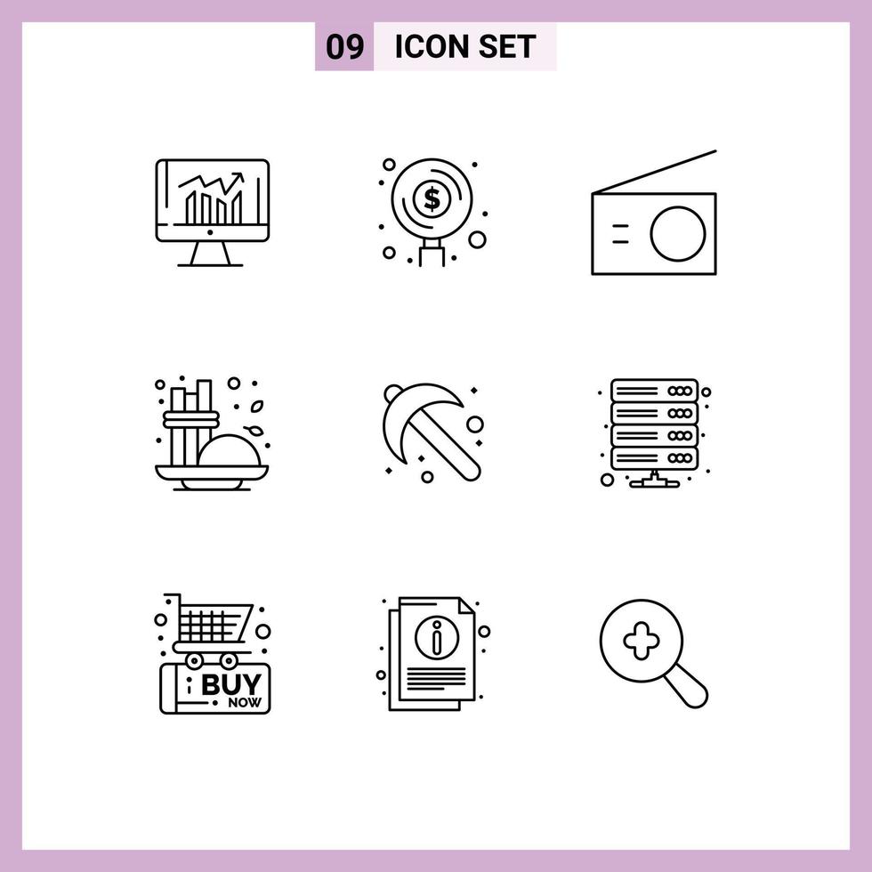 Pack of 9 Modern Outlines Signs and Symbols for Web Print Media such as seasoning coffee investment cinnamon home Editable Vector Design Elements