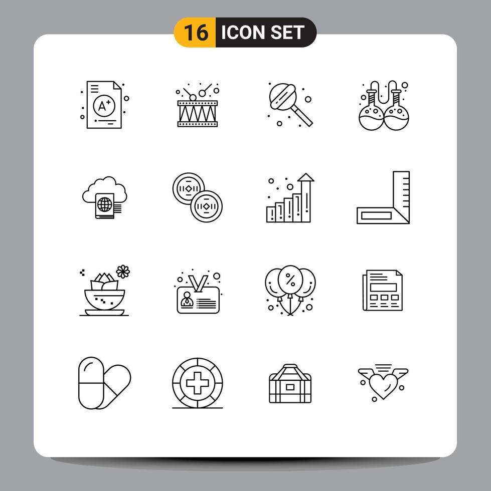 16 Creative Icons Modern Signs and Symbols of upload reading sweet cloud lab Editable Vector Design Elements