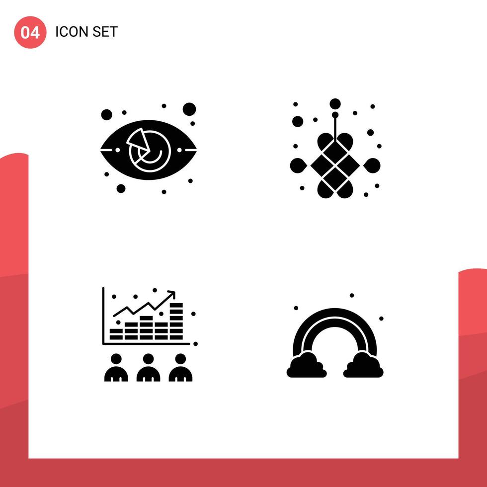 Universal Icon Symbols Group of 4 Modern Solid Glyphs of chart broker market watch knot index Editable Vector Design Elements