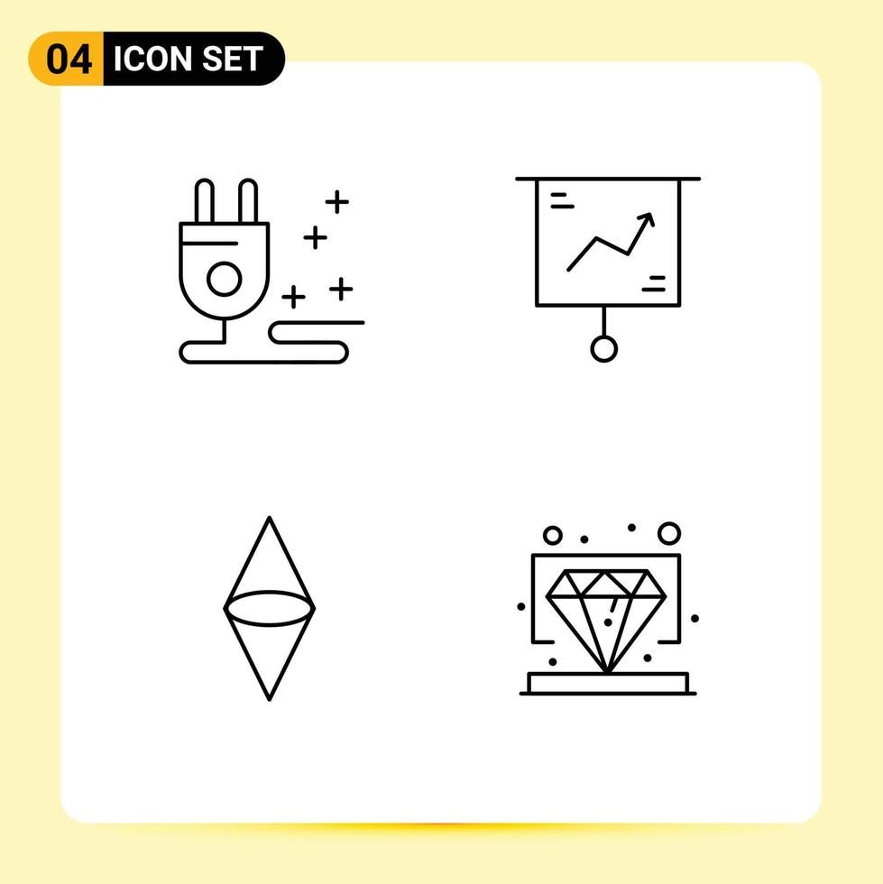 User Interface Pack of 4 Basic Filledline Flat Colors of plug coin business marketing money Editable Vector Design Elements