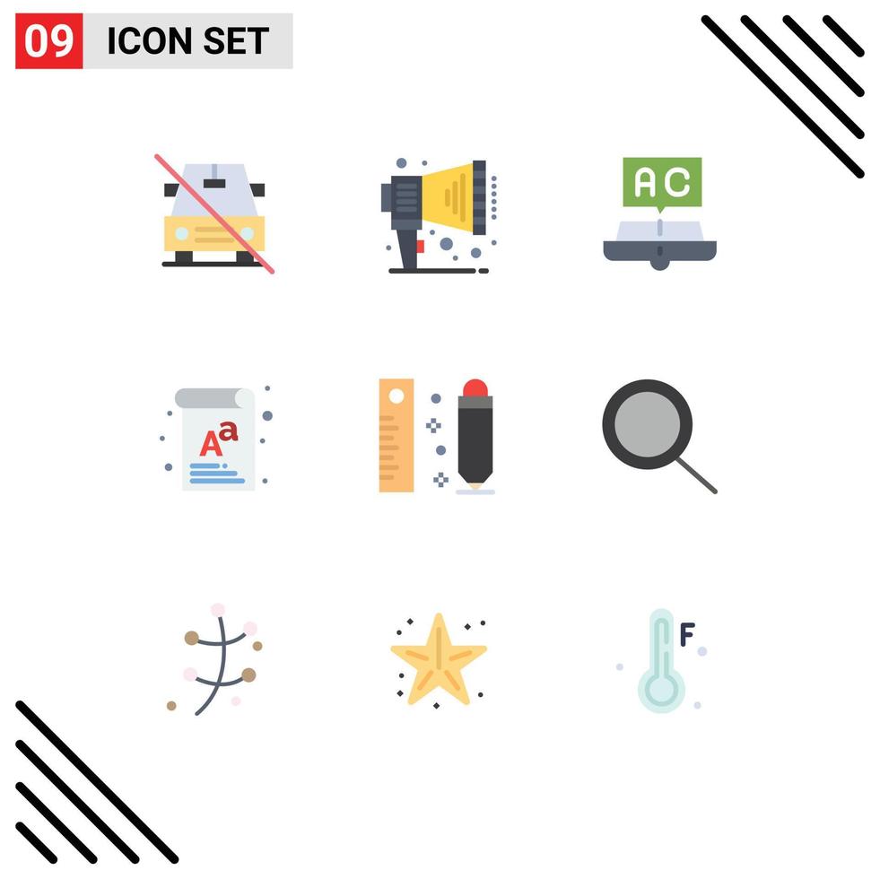 Set of 9 Modern UI Icons Symbols Signs for drawing font book document study Editable Vector Design Elements