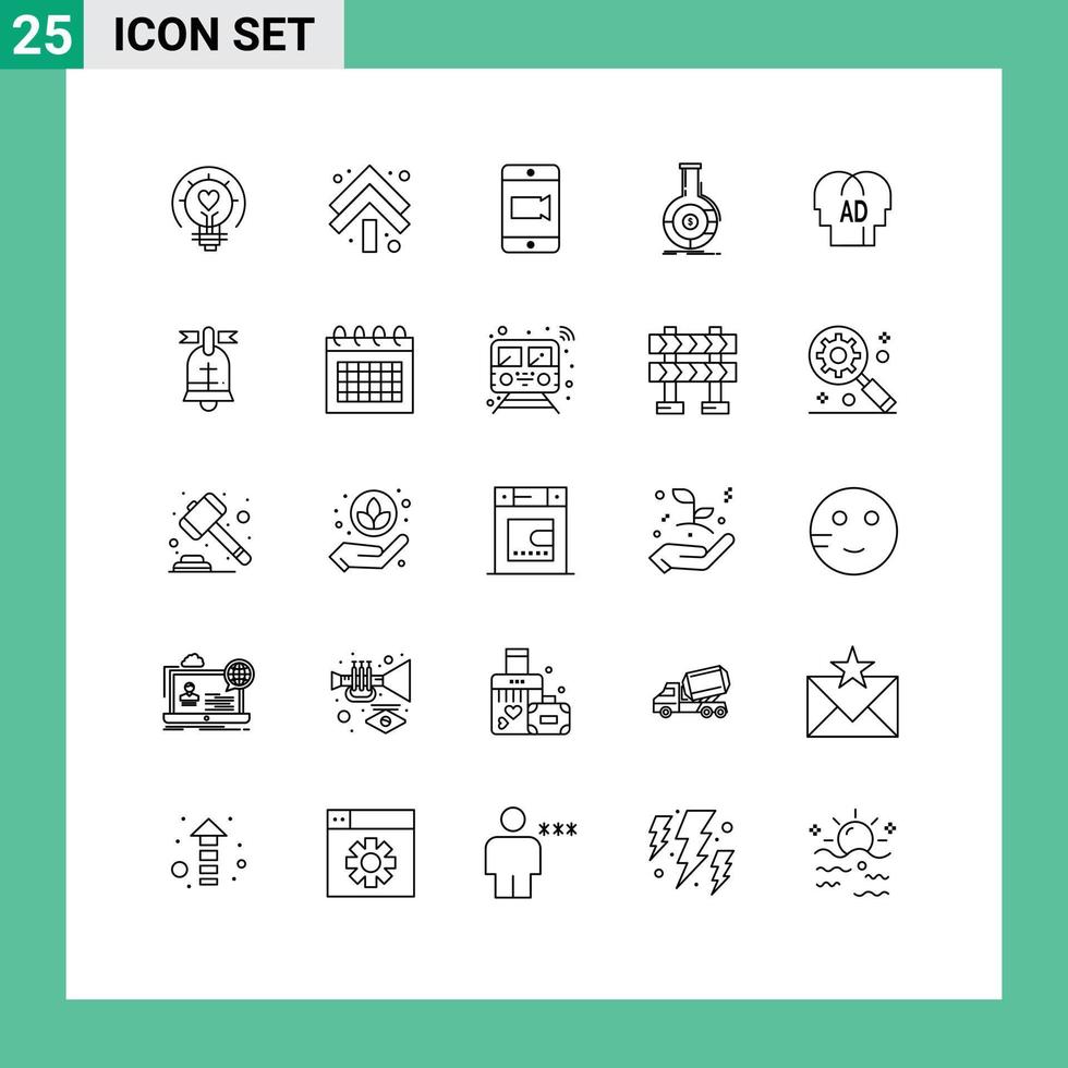 Group of 25 Lines Signs and Symbols for elementary business double banking analysis Editable Vector Design Elements
