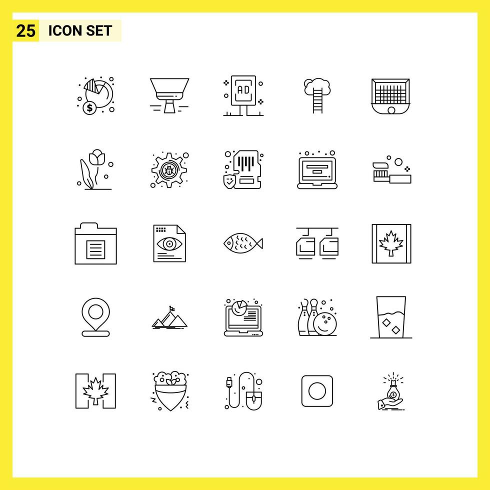 Universal Icon Symbols Group of 25 Modern Lines of growth business tool growth campaign Editable Vector Design Elements