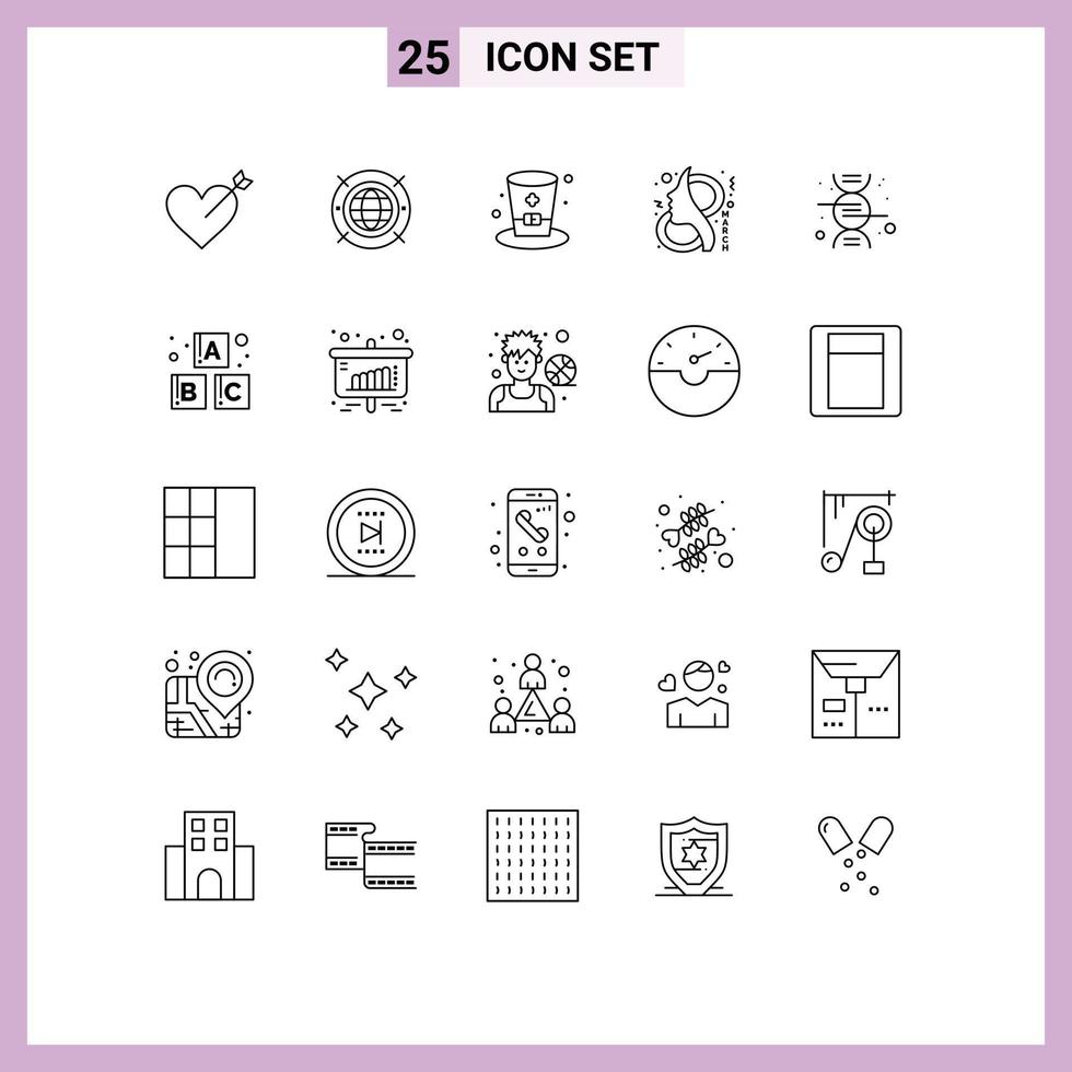Pack of 25 Modern Lines Signs and Symbols for Web Print Media such as research women drink symbol eight Editable Vector Design Elements