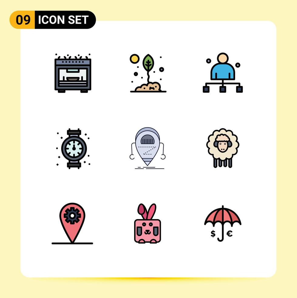 9 Filledline Flat Color concept for Websites Mobile and Apps android plumber boss mechanical head Editable Vector Design Elements