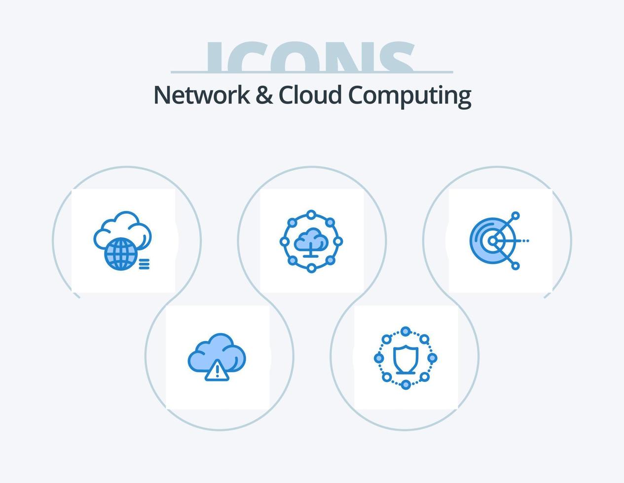 Network And Cloud Computing Blue Icon Pack 5 Icon Design. disk. computer. idea. share. cloud computing vector