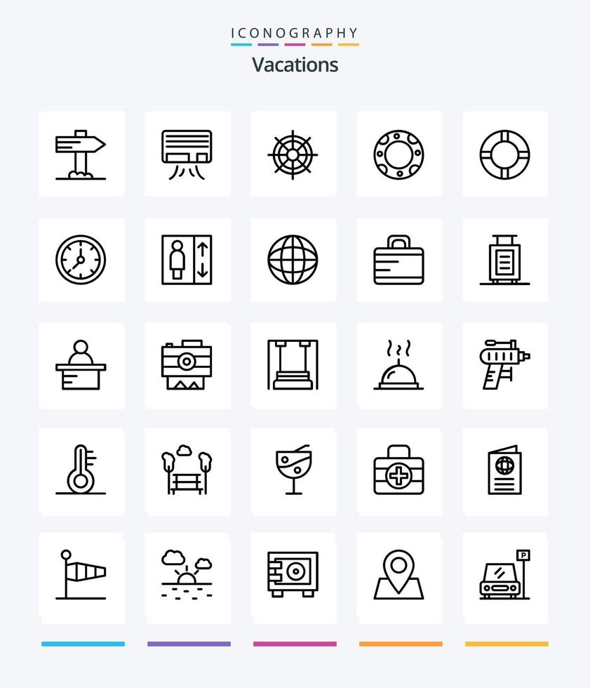 Creative Vacations 25 OutLine icon pack  Such As . life . . insurance . wheel vector