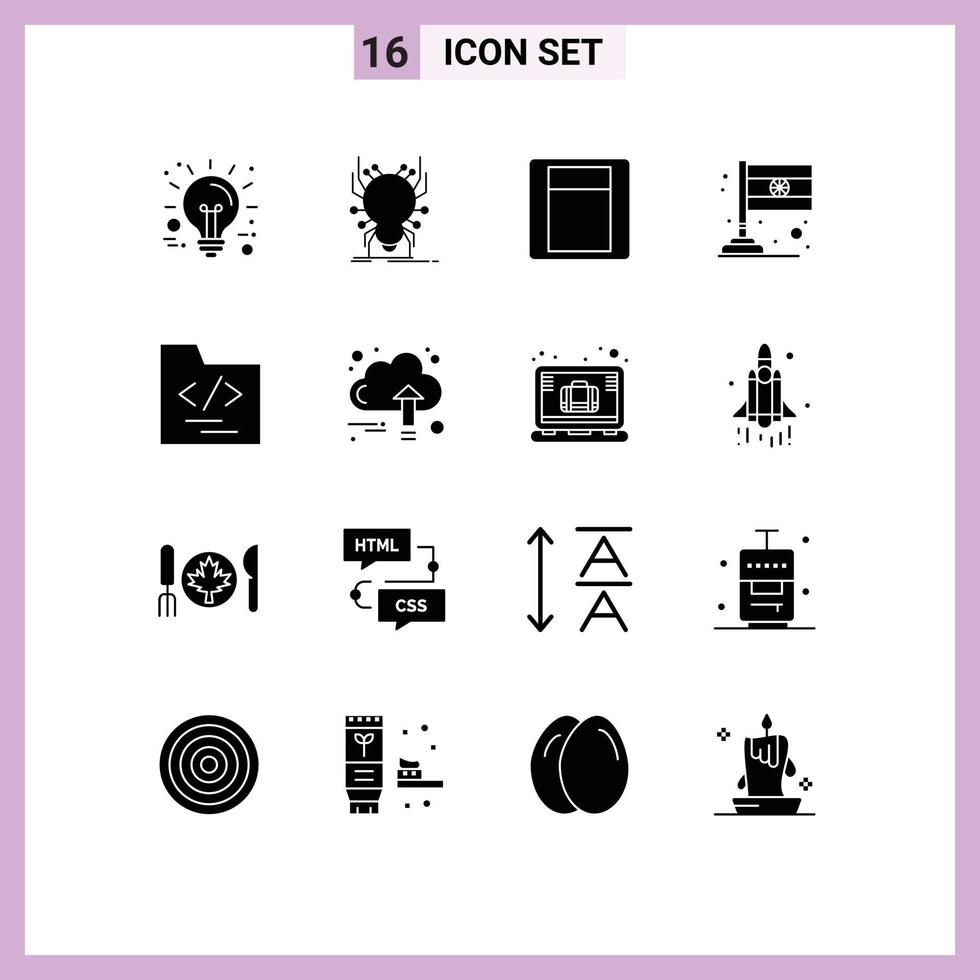 paquete de iconos de vector de stock de 16 signos y símbolos de línea para la aplicación de carpeta de negocios elementos de diseño de vector editables del país de india