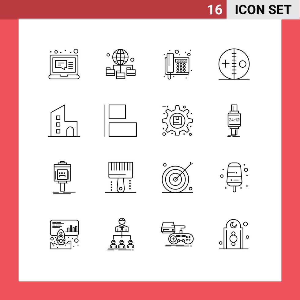 User Interface Pack of 16 Basic Outlines of apartment puncture fax halloween costume Editable Vector Design Elements