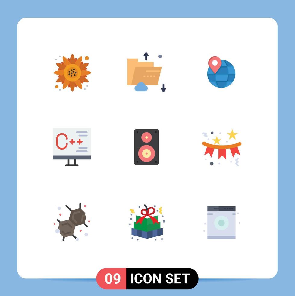 Set of 9 Vector Flat Colors on Grid for programming develop storage computer internet Editable Vector Design Elements