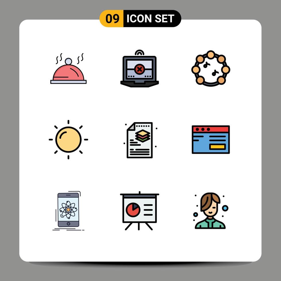 9 iconos creativos signos y símbolos modernos de capas de Internet archivo de notas elementos de diseño vectorial editables creativos vector