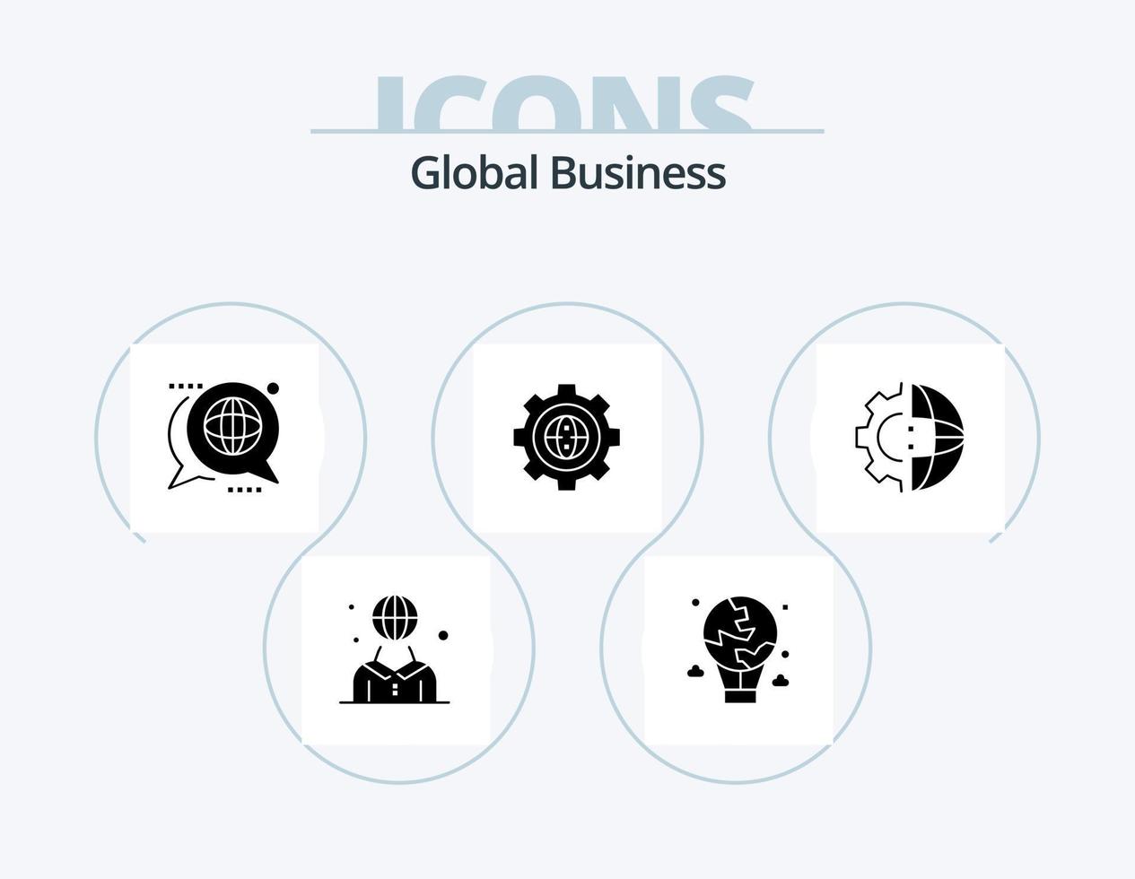 Global Business Glyph Icon Pack 5 Icon Design. design. browser. global. message. forum vector