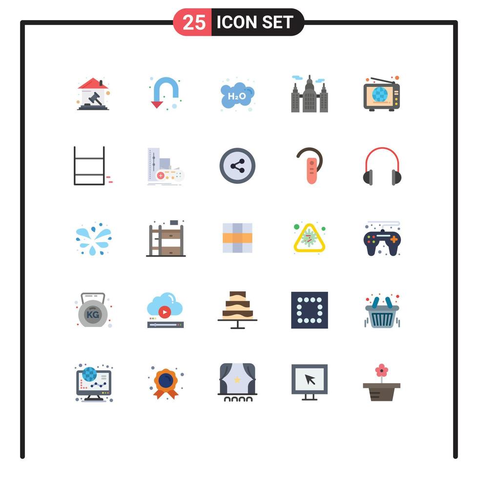 25 Universal Flat Color Signs Symbols of web canada down building school Editable Vector Design Elements