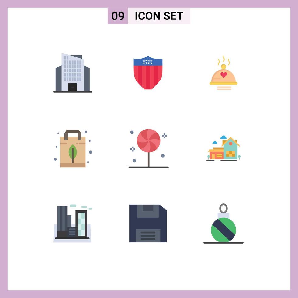 Stock Vector Icon Pack of 9 Line Signs and Symbols for candy bag food nature energy Editable Vector Design Elements
