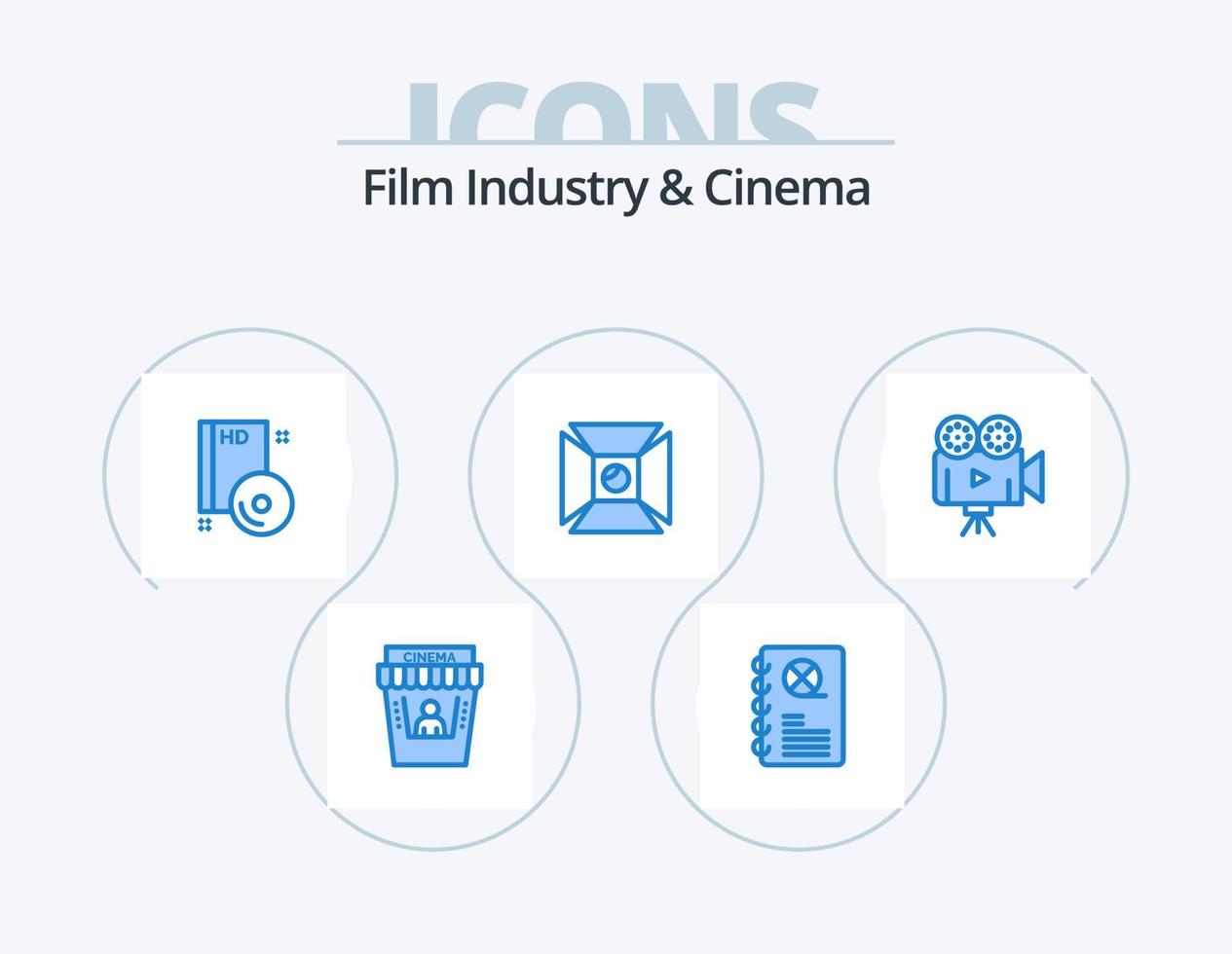 Cenima Blue Icon Pack 5 Icon Design. camera. light. bluray. highlight. dvd vector