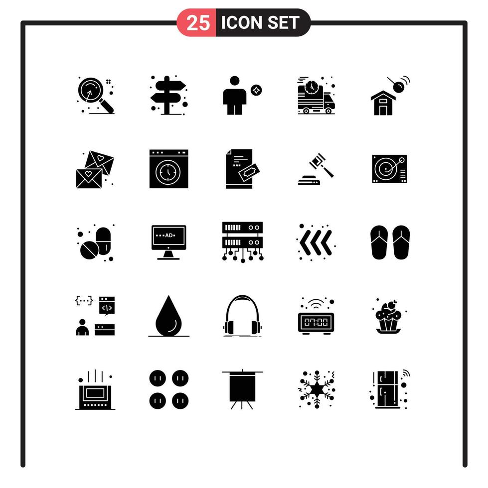 Editable Vector Line Pack of 25 Simple Solid Glyphs of city fast avatar delivery human Editable Vector Design Elements