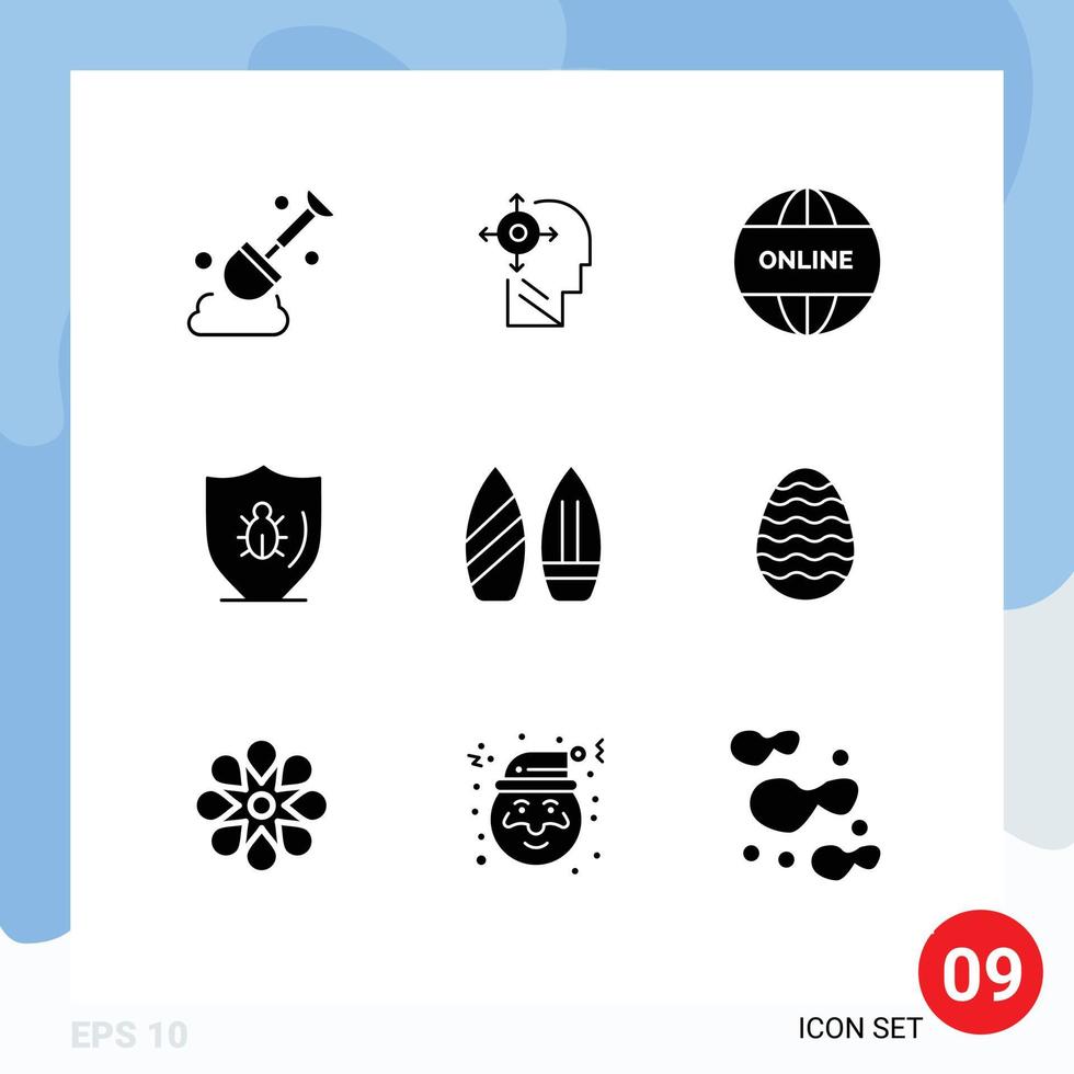 9 Creative Icons Modern Signs and Symbols of snowboard shield online protection programing Editable Vector Design Elements