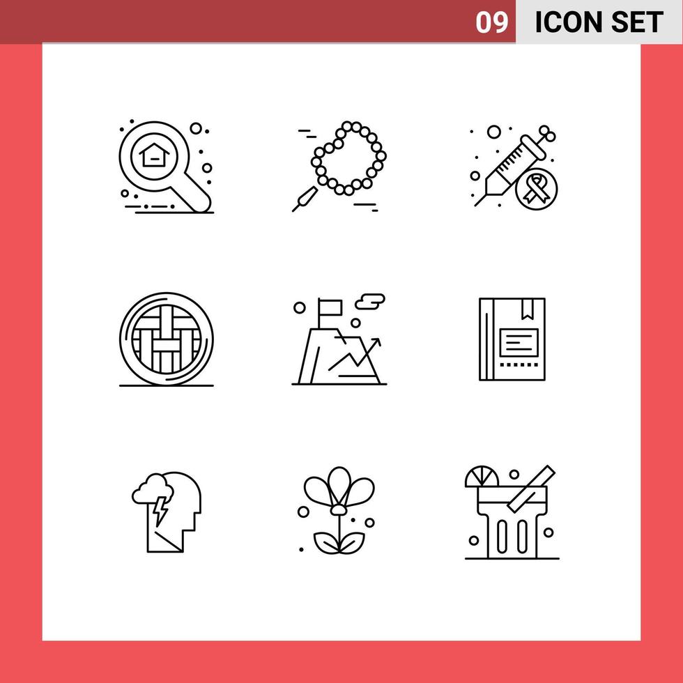 Pack of 9 creative Outlines of flag thanksgiving day pie food Editable Vector Design Elements