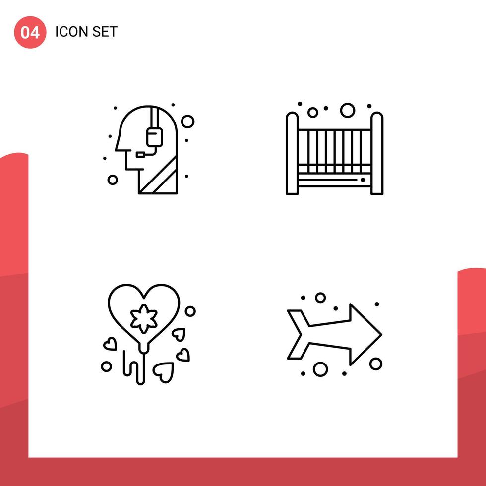 4 Universal Filledline Flat Colors Set for Web and Mobile Applications assistance party call centre cradle left Editable Vector Design Elements