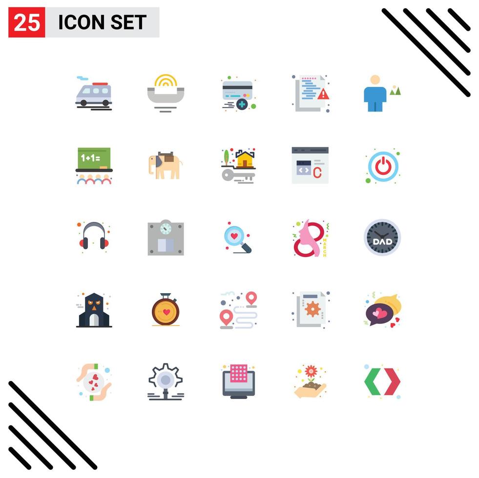 Flat Color Pack of 25 Universal Symbols of security network add hacker credit Editable Vector Design Elements