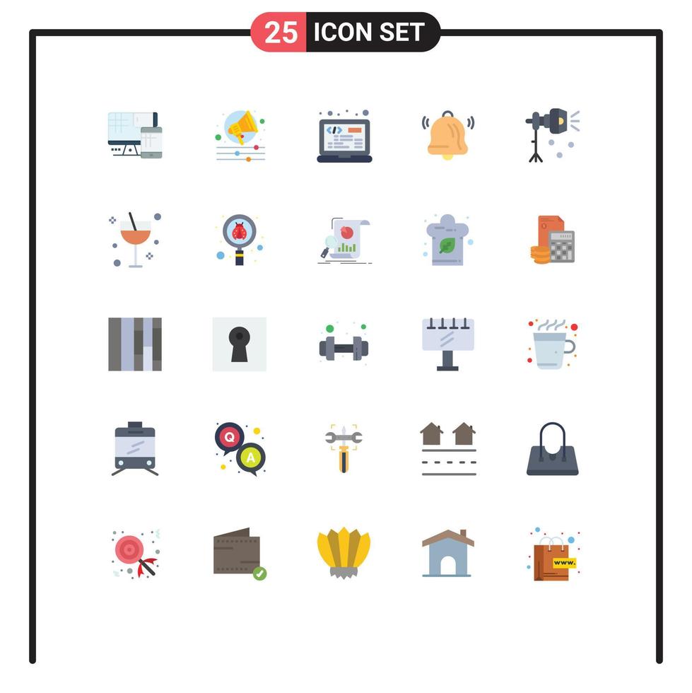 25 iconos creativos, signos y símbolos modernos de luz de foco, iluminación de portátiles, comunicación, elementos de diseño de vectores editables